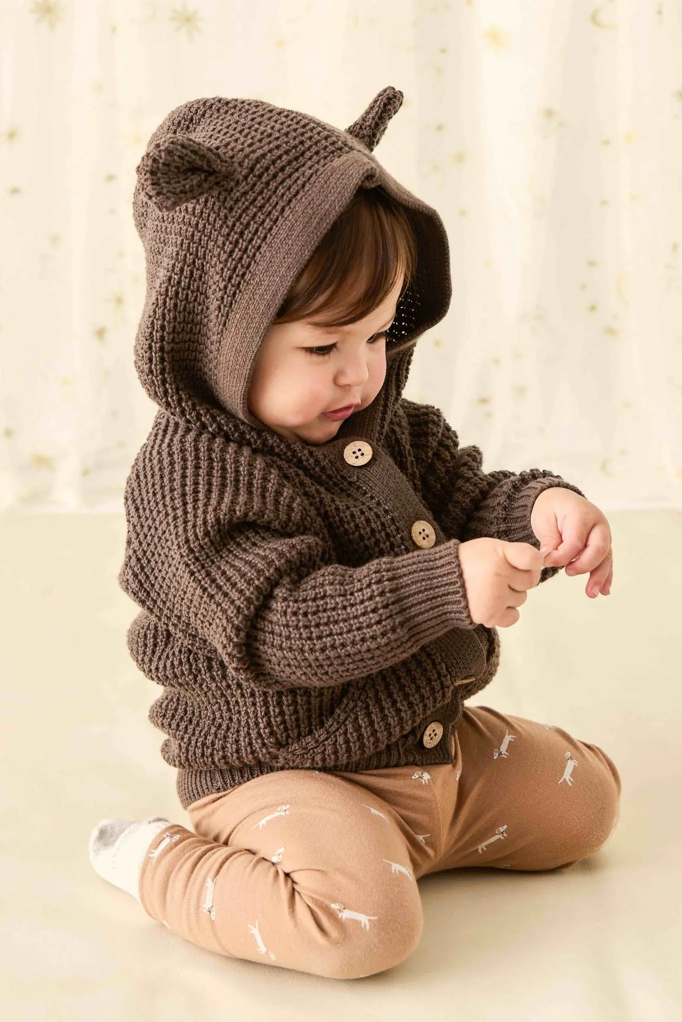 Connor Bear Cardigan - Dark Coffee