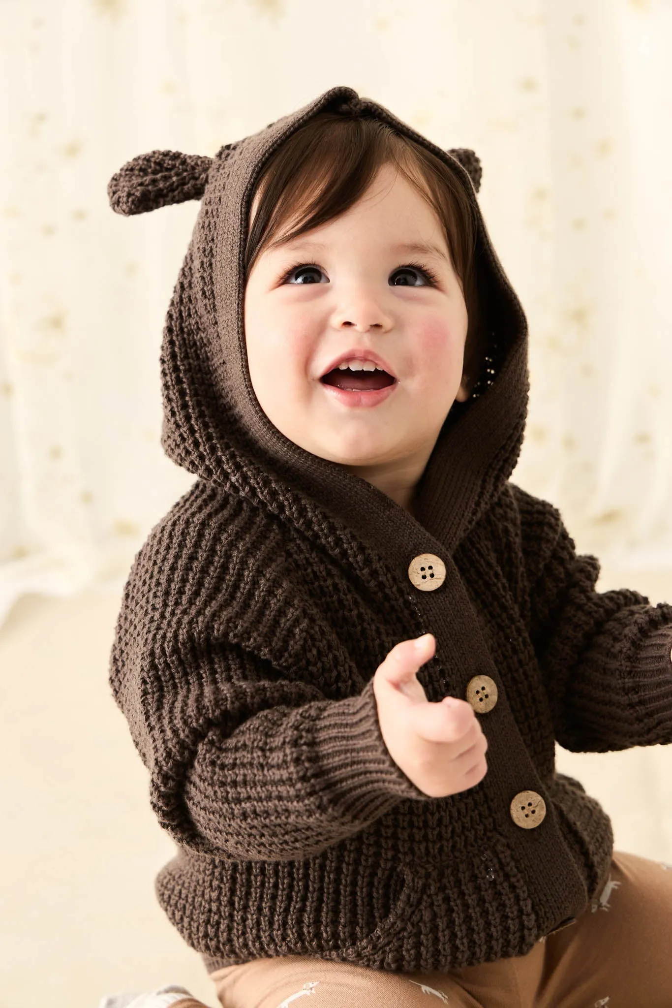 Connor Bear Cardigan - Dark Coffee