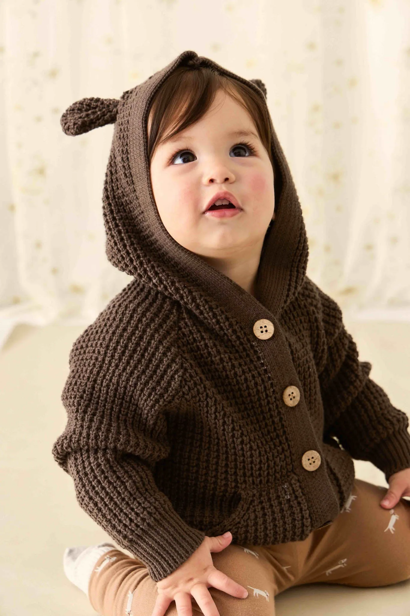 Connor Bear Cardigan - Dark Coffee