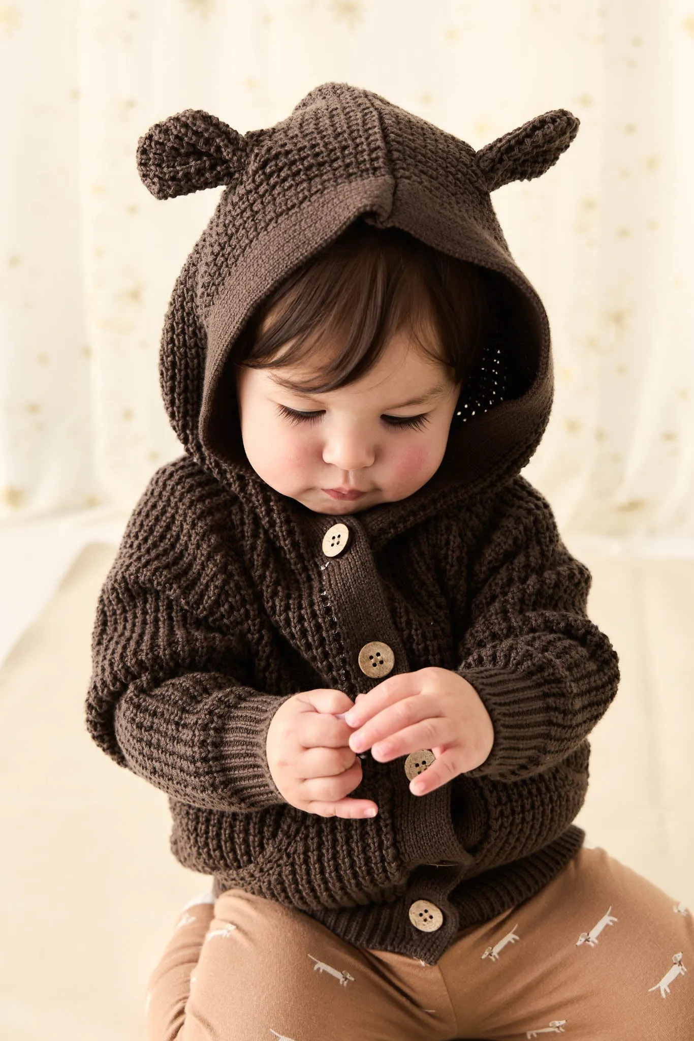 Connor Bear Cardigan - Dark Coffee