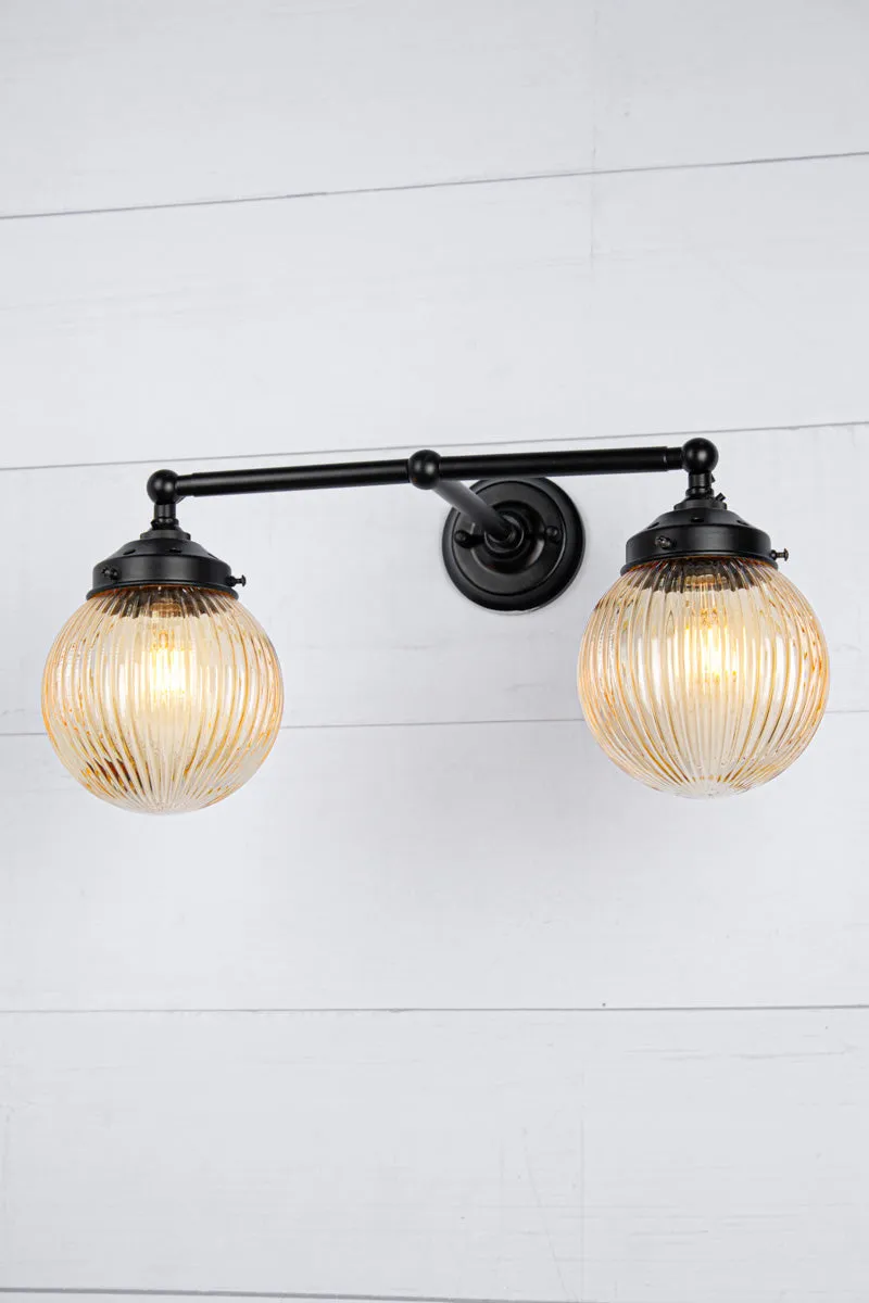 Dakota Reeded Glass Double Wall Light