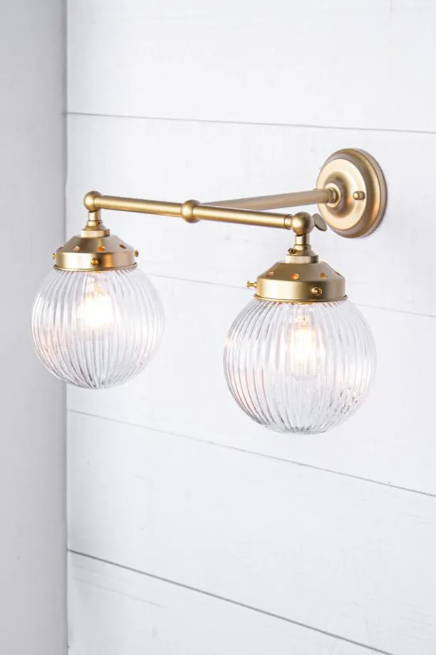 Dakota Reeded Glass Double Wall Light