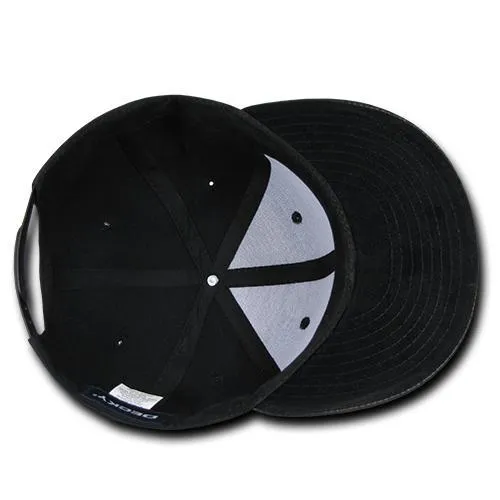 Decky 1071 Vinyl Brim Snapback Hat, 6 Panel Vinyl Snapback Cap