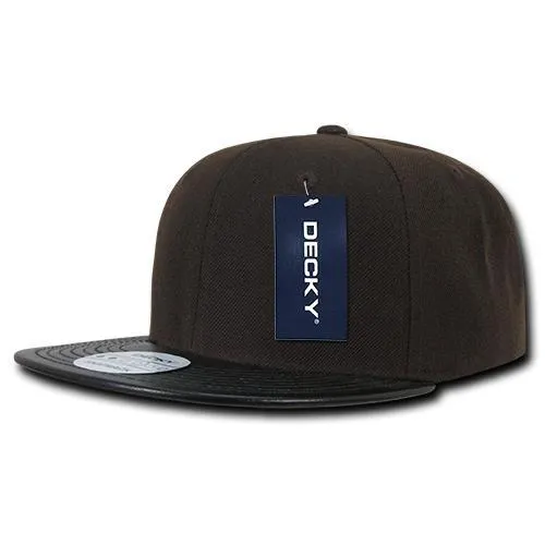 Decky 1071 Vinyl Brim Snapback Hat, 6 Panel Vinyl Snapback Cap