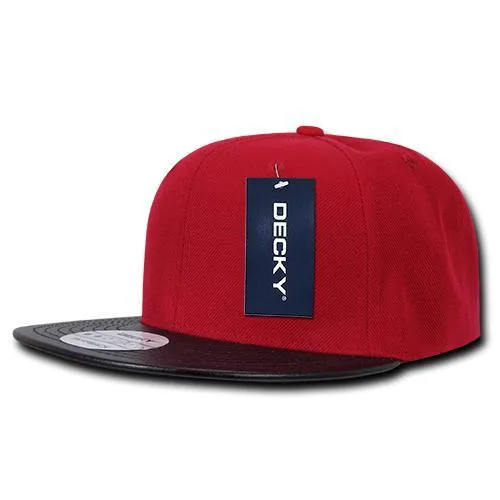 Decky 1071 Vinyl Brim Snapback Hat, 6 Panel Vinyl Snapback Cap