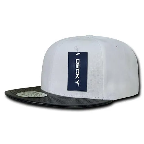 Decky 1071 Vinyl Brim Snapback Hat, 6 Panel Vinyl Snapback Cap