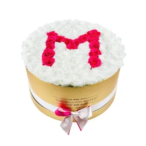 Deluxe Gold Box | Mother's Day Edition | White & Hot Pink Roses | M