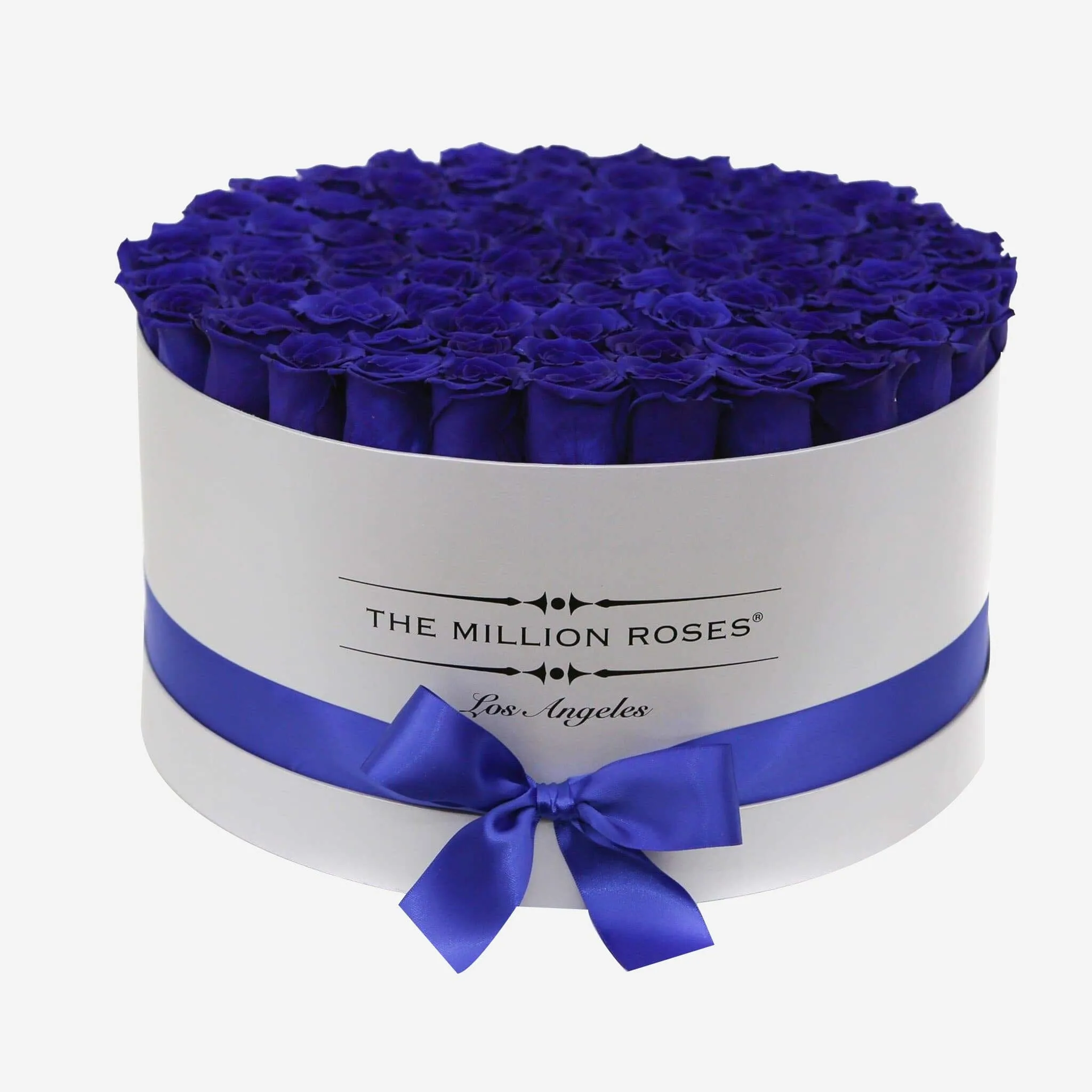 Deluxe Mirror Silver Box | Royal Blue Roses