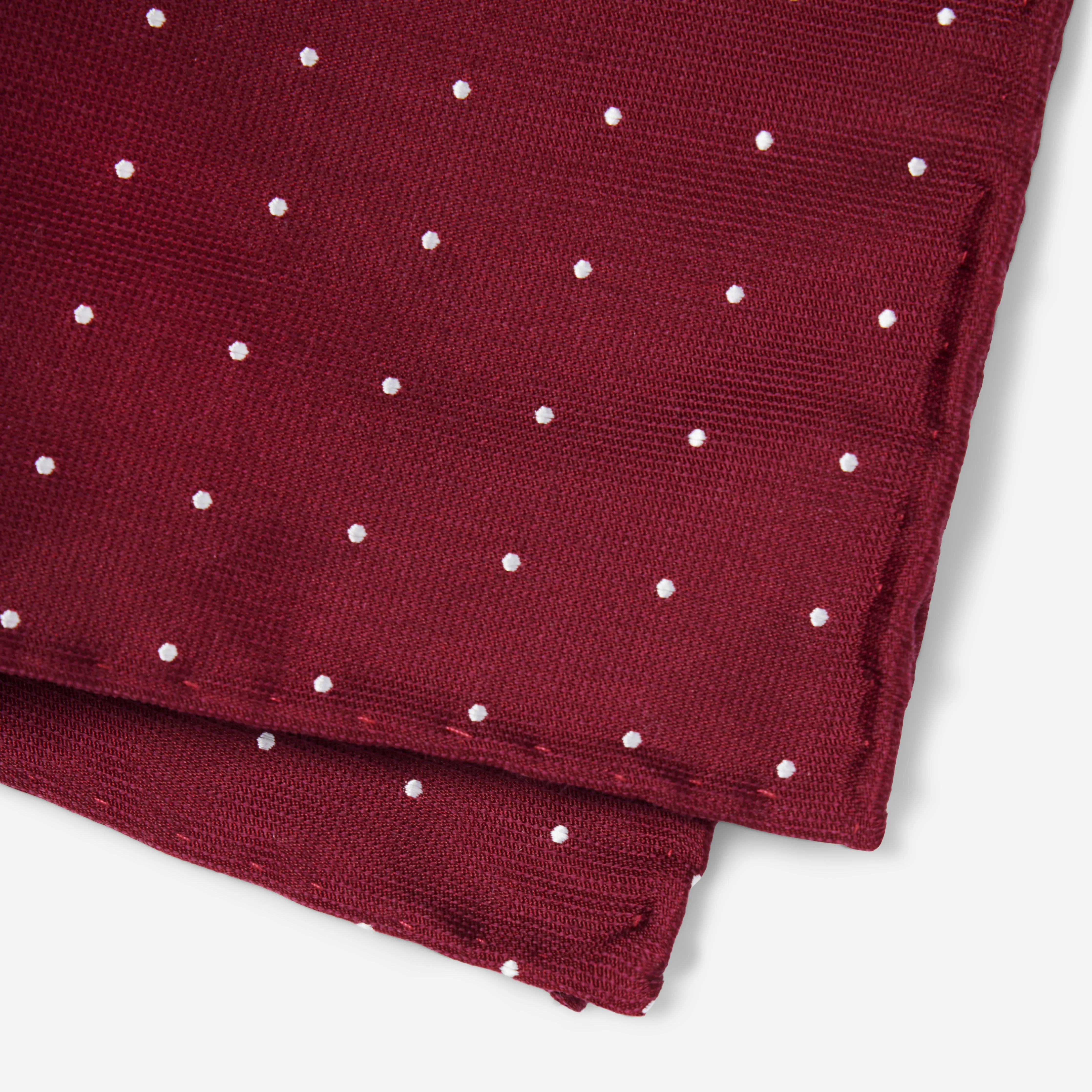 Dotted Report Burgundy Pocket Square