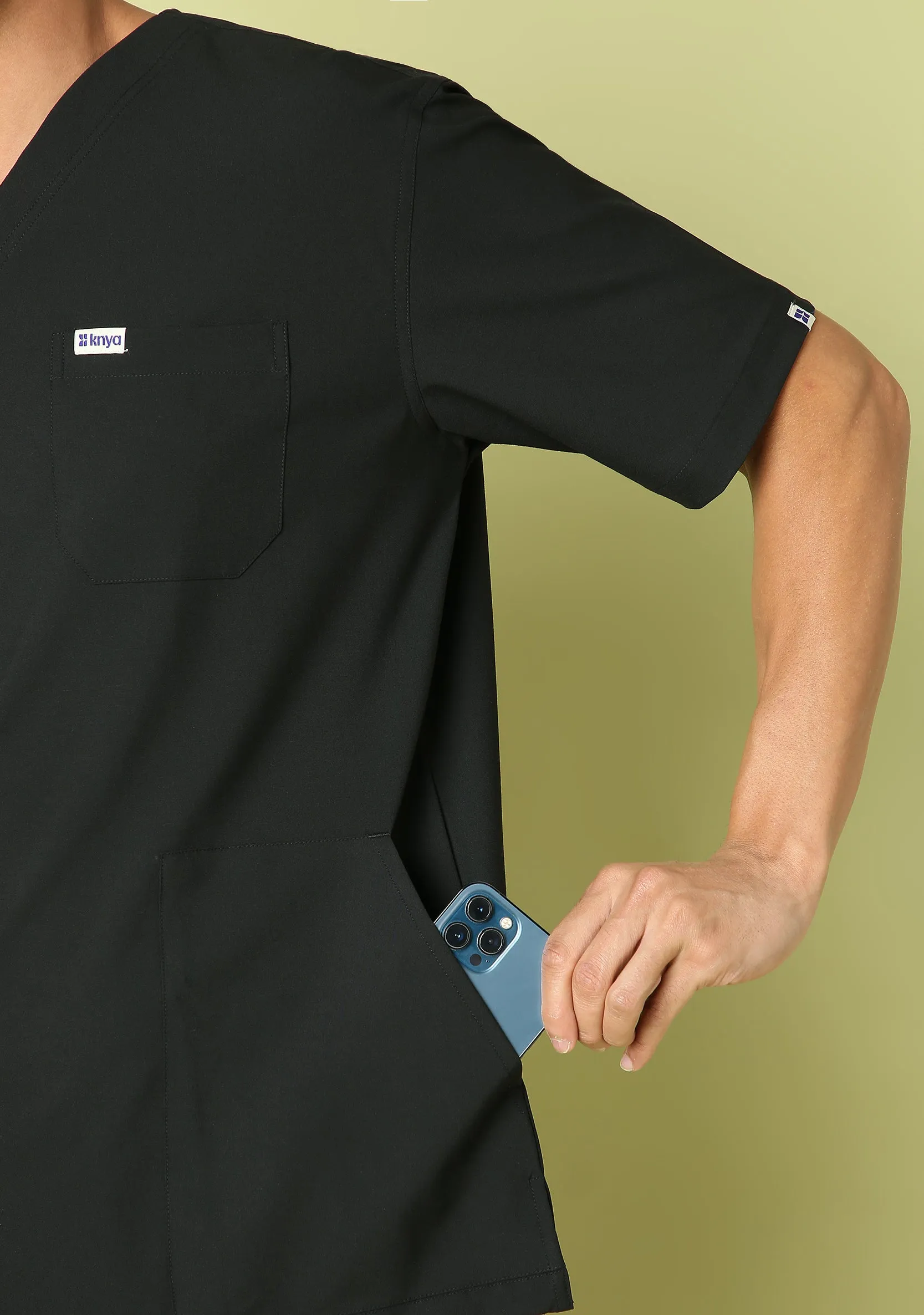 Ecoflex Men's V-Neck (Black) Scrub