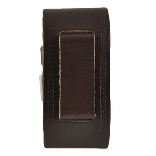 Embossed Dark Brown Leather Cuff