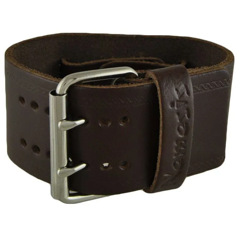 Embossed Dark Brown Leather Cuff