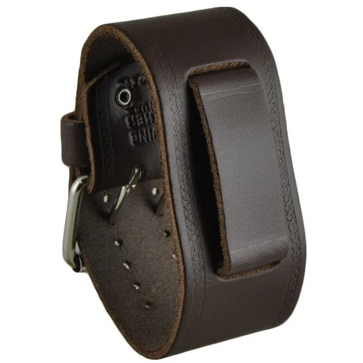 Embossed Dark Brown Leather Cuff