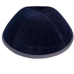 Four Panel Velvet Yarmulke with Grey Rim