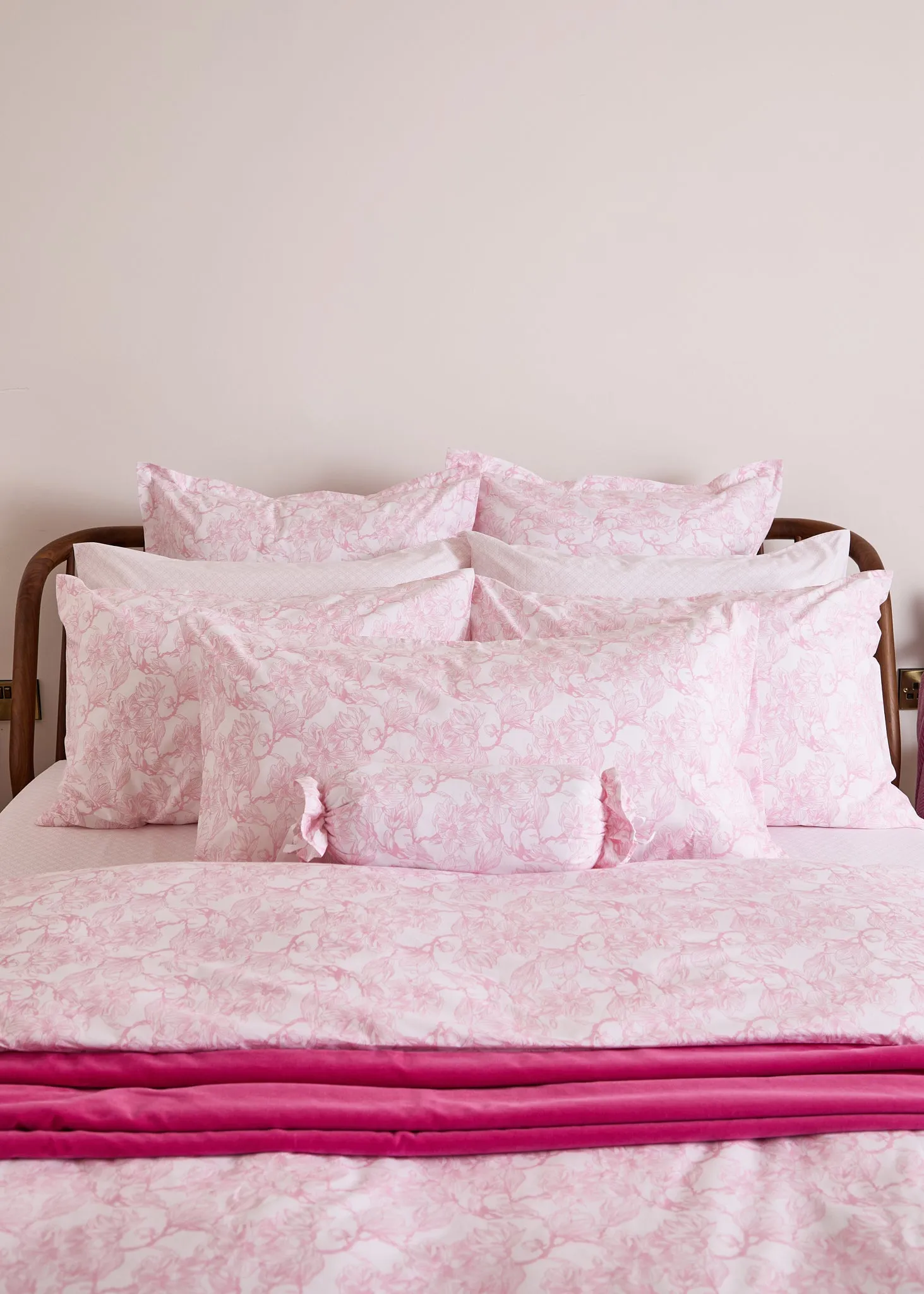 Foxford Pink Magnolia Bolster Cushion