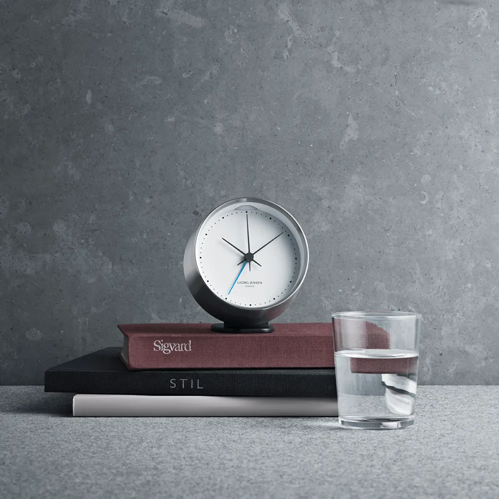 Georg Jensen HK White Alarm Clock & Holder