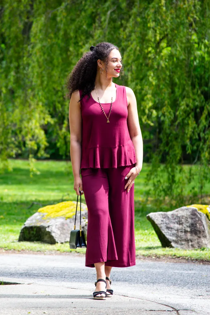 Ginny Tank, Burgundy, Linen Bamboo