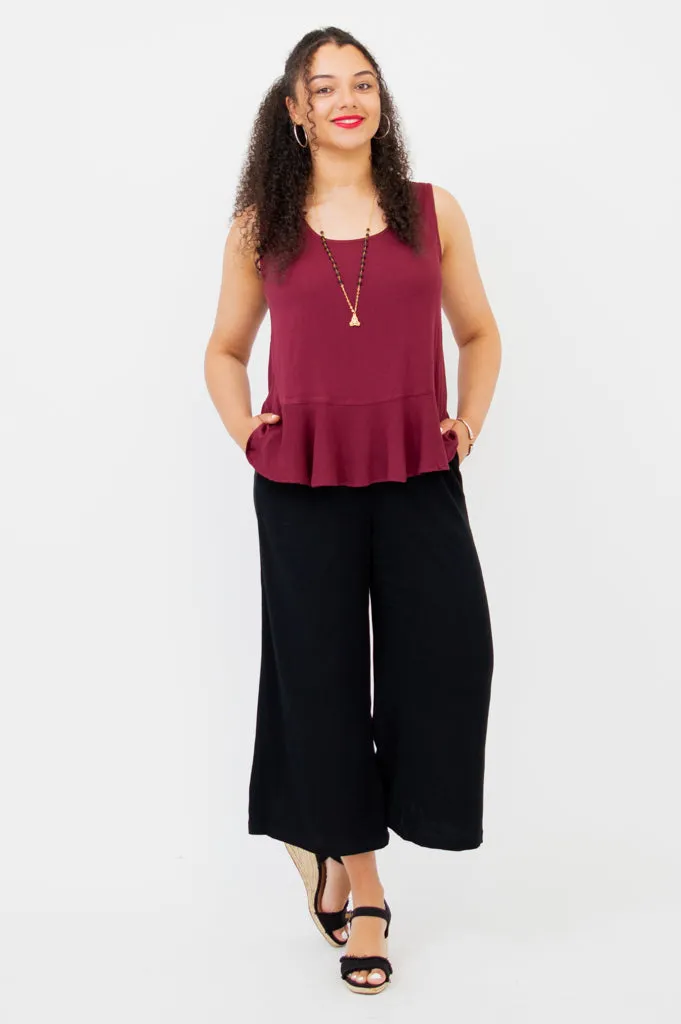 Ginny Tank, Burgundy, Linen Bamboo