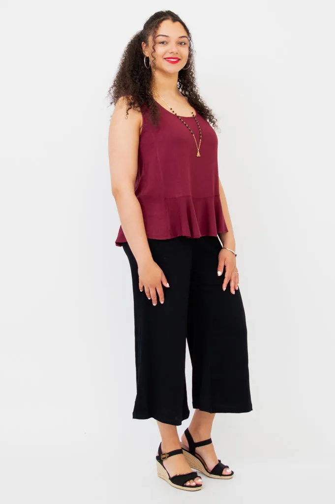 Ginny Tank, Burgundy, Linen Bamboo