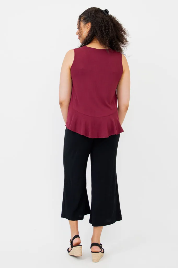 Ginny Tank, Burgundy, Linen Bamboo