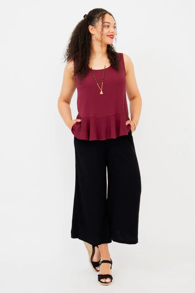 Ginny Tank, Burgundy, Linen Bamboo