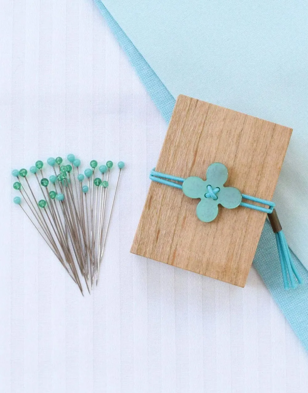 Green Glass Sewing Pins in a Cherry-Wood Box, Cohana