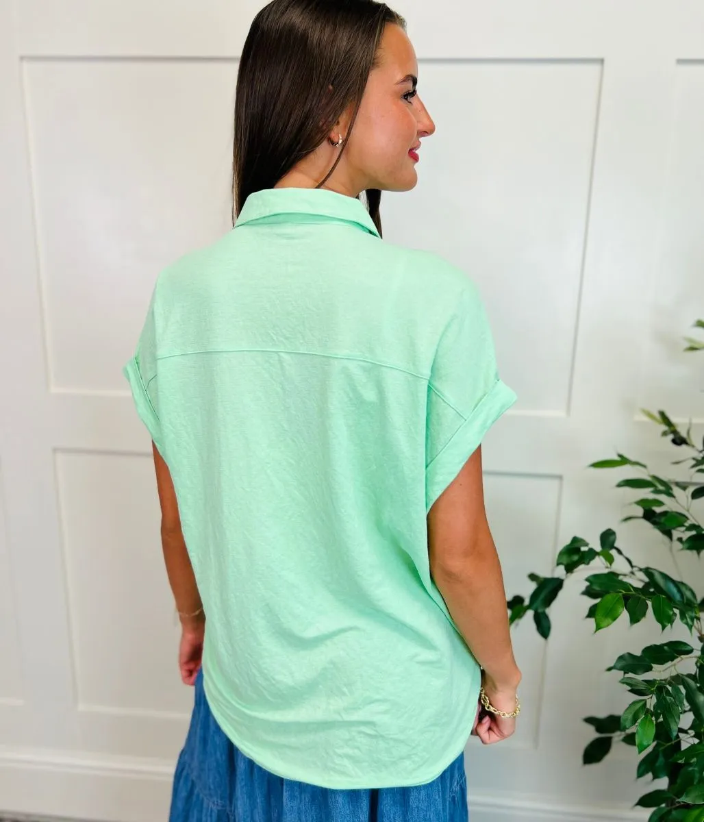 Green Jersey Collared Shirt