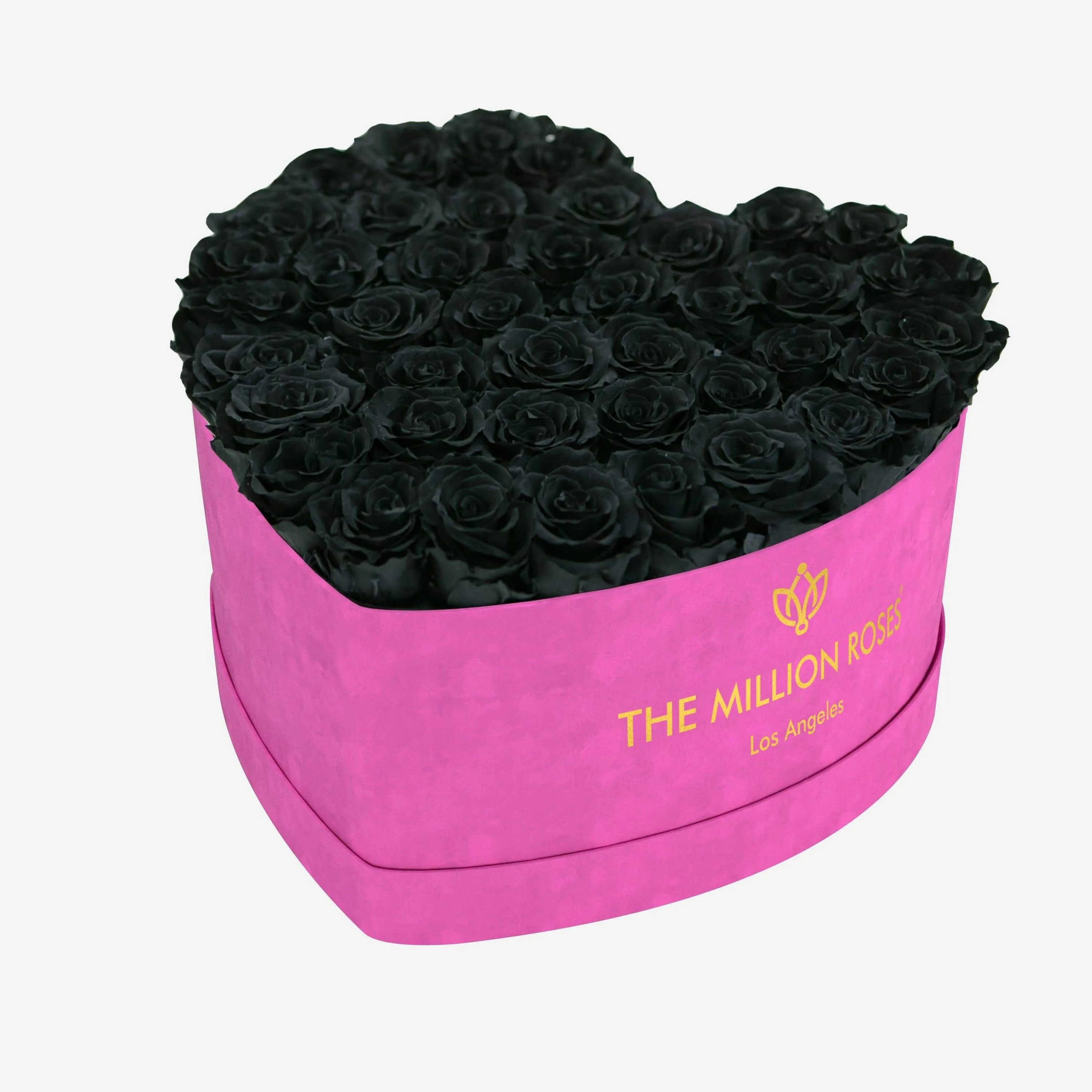 Heart Hot Pink Suede Box | Black Roses