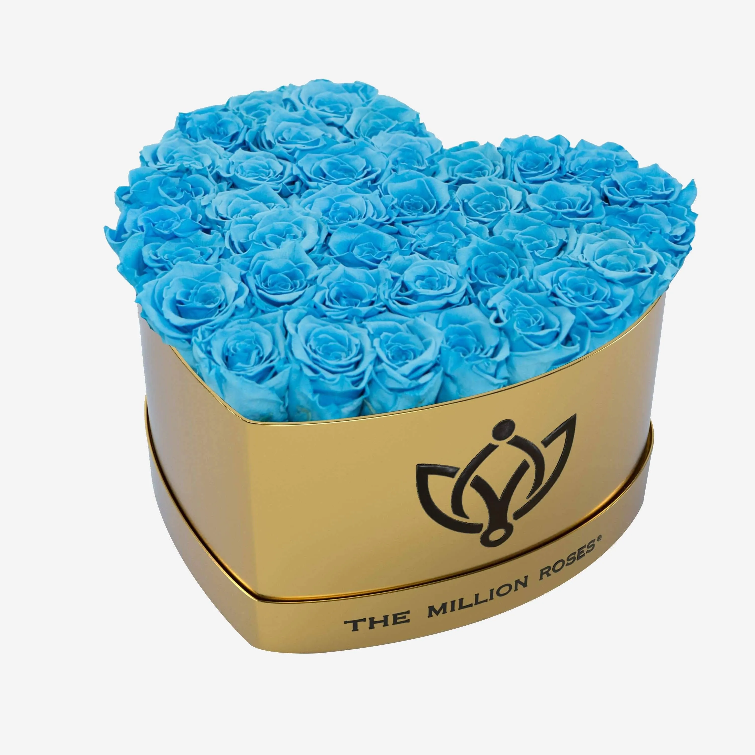 Heart Mirror Gold Box | Light Blue Roses