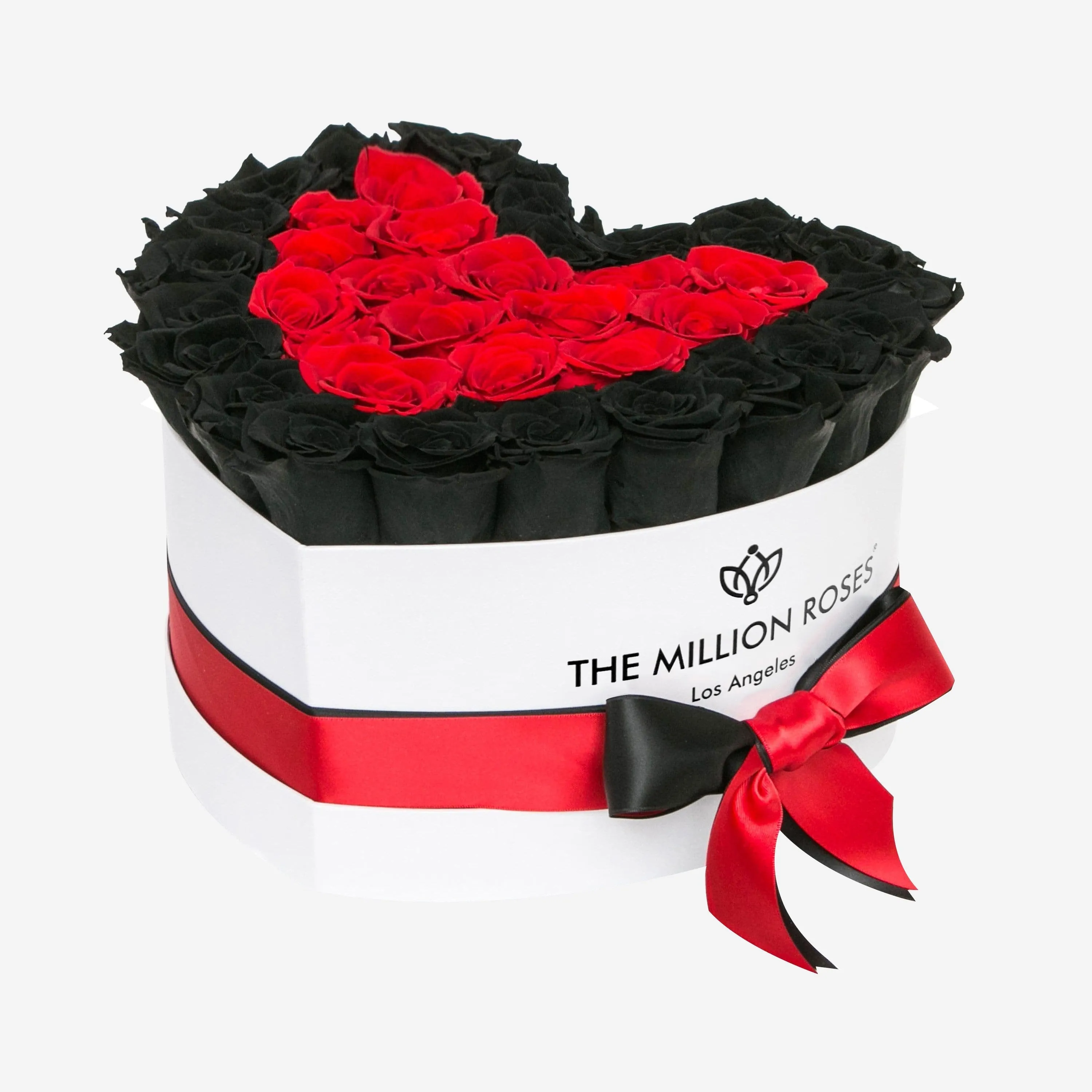 Heart White Box | Black & Red Roses