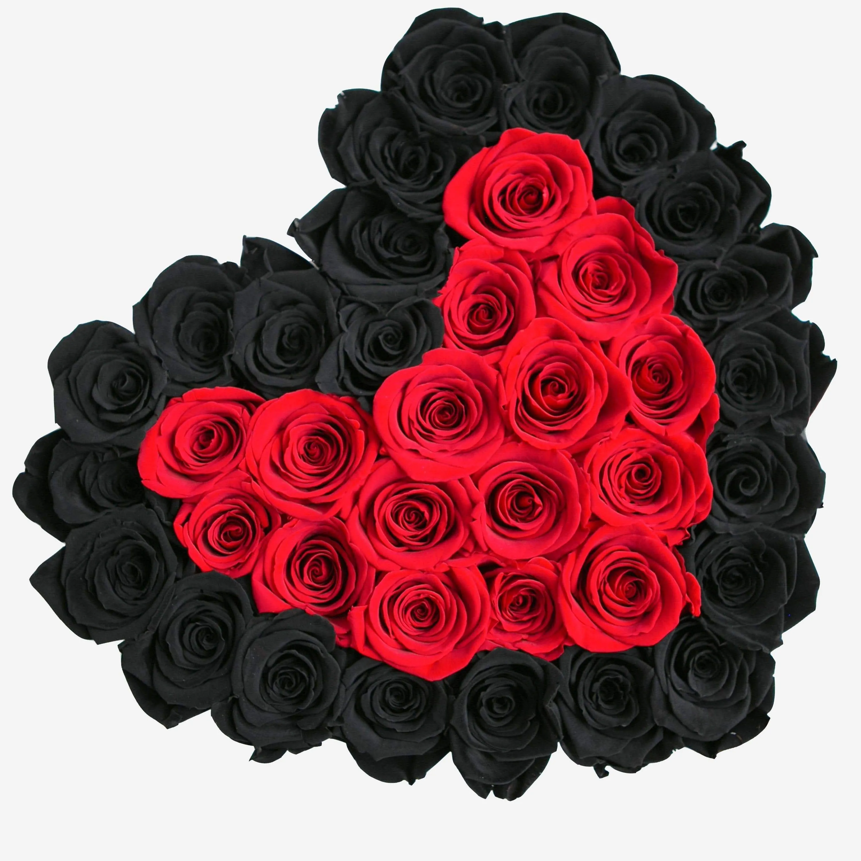 Heart White Box | Black & Red Roses