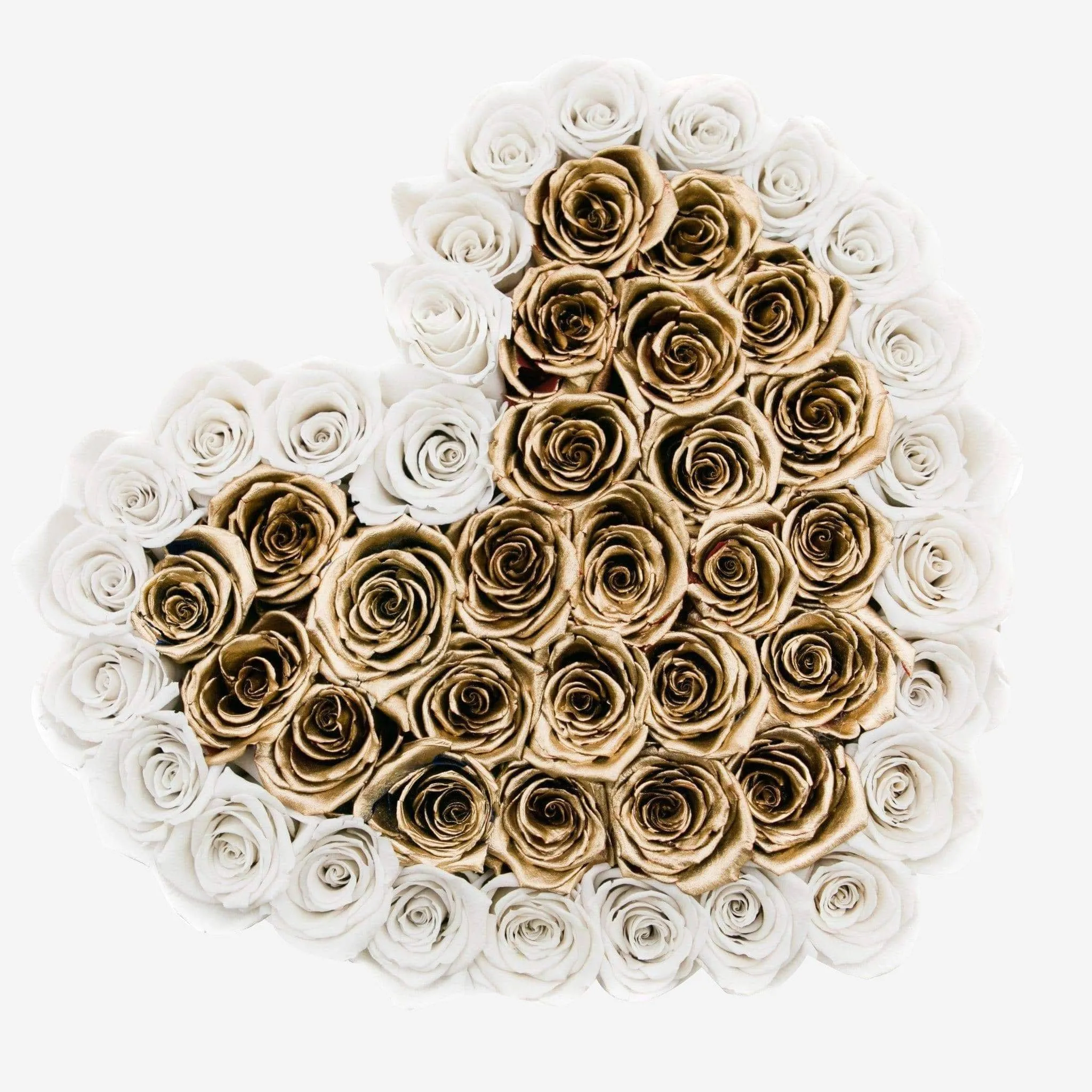 Heart White Box | White & Gold Roses