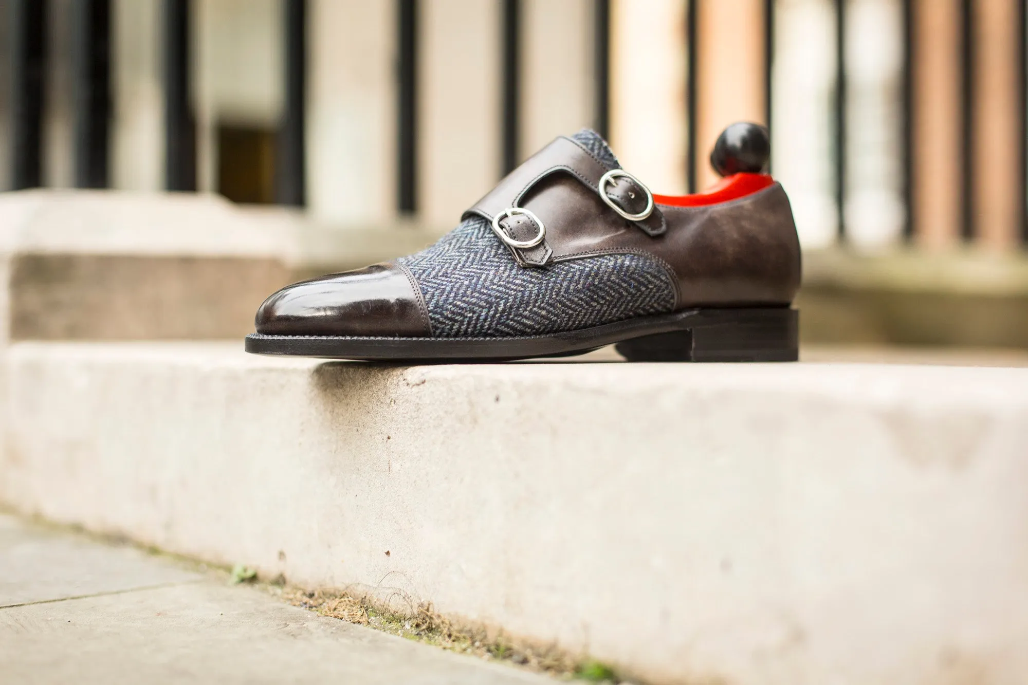 Kent - MTO - Grey Museum Calf / Blue Tweed - TMG Last - Single Leather Sole