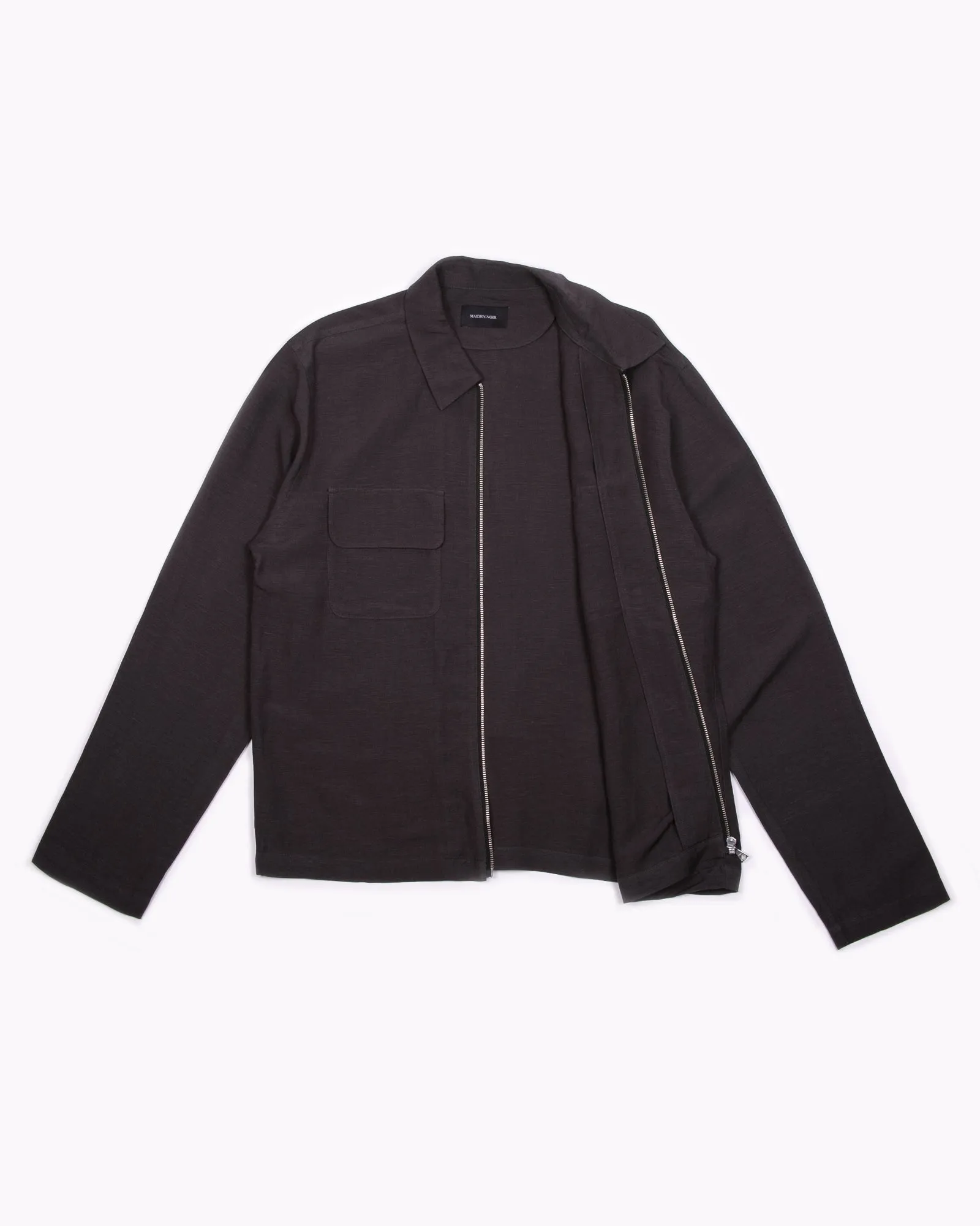 Linen Rayon Zip Blouson - Iron