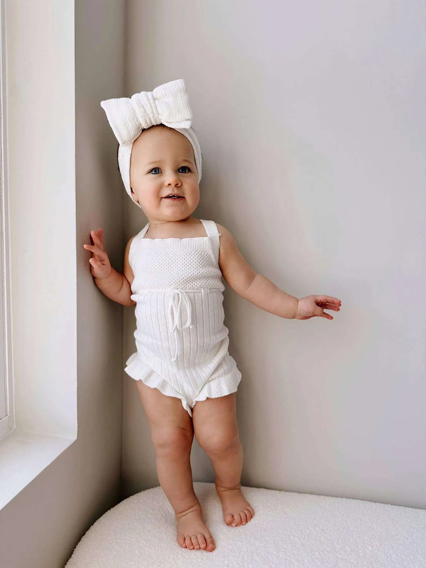 Luna   Luca Sleeveless Ruffle Romper | White