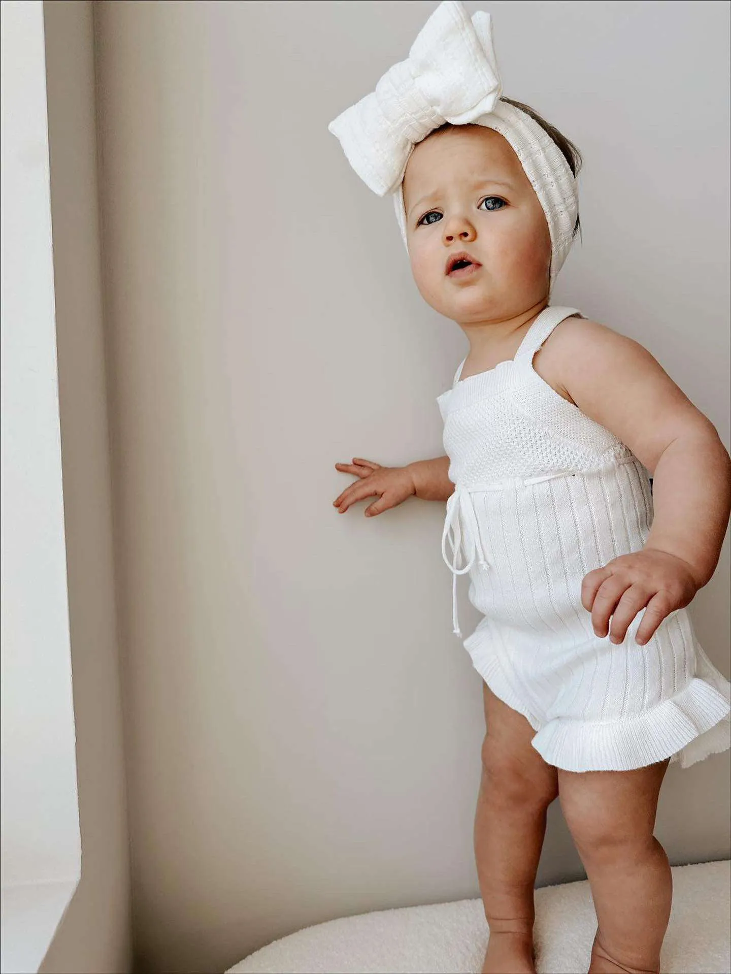 Luna   Luca Sleeveless Ruffle Romper | White