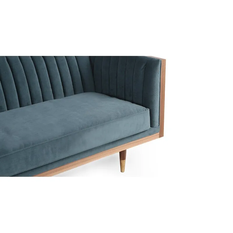 Lush Lounge 3 Seater Square Arm Sofa Velvet Fabric - Navy Blue