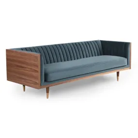 Lush Lounge 3 Seater Square Arm Sofa Velvet Fabric - Navy Blue