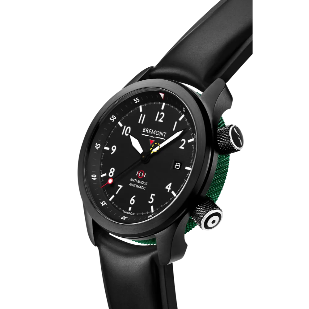 MBII Custom DLC, Black Dial with Green Barrel & Closed Case Back