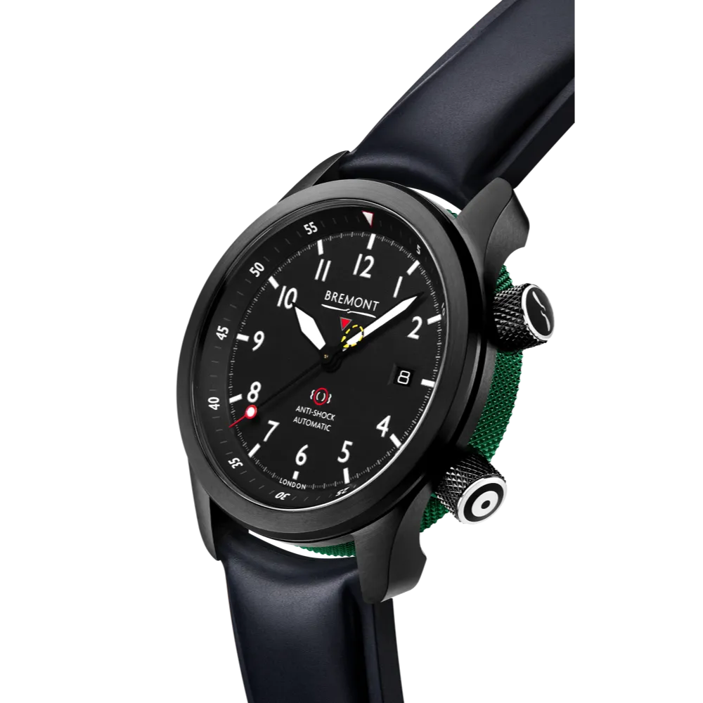 MBII Custom DLC, Black Dial with Green Barrel & Closed Case Back