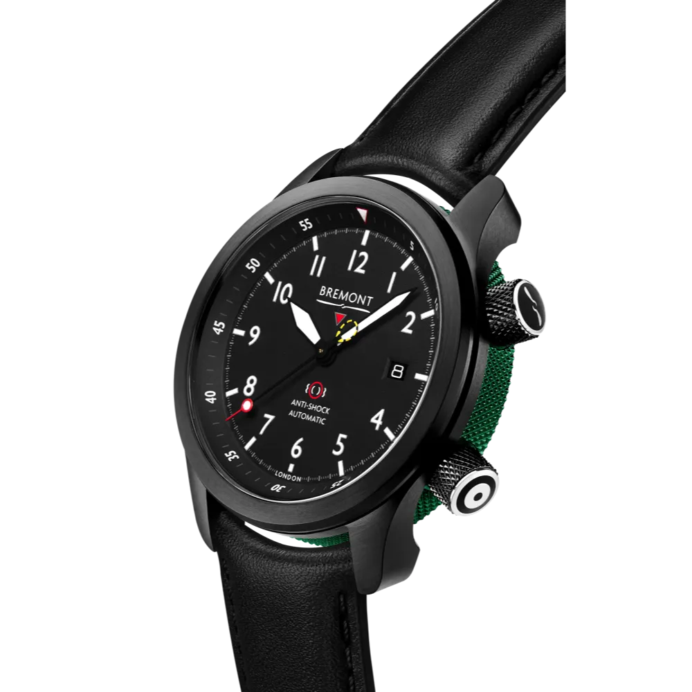 MBII Custom DLC, Black Dial with Green Barrel & Closed Case Back