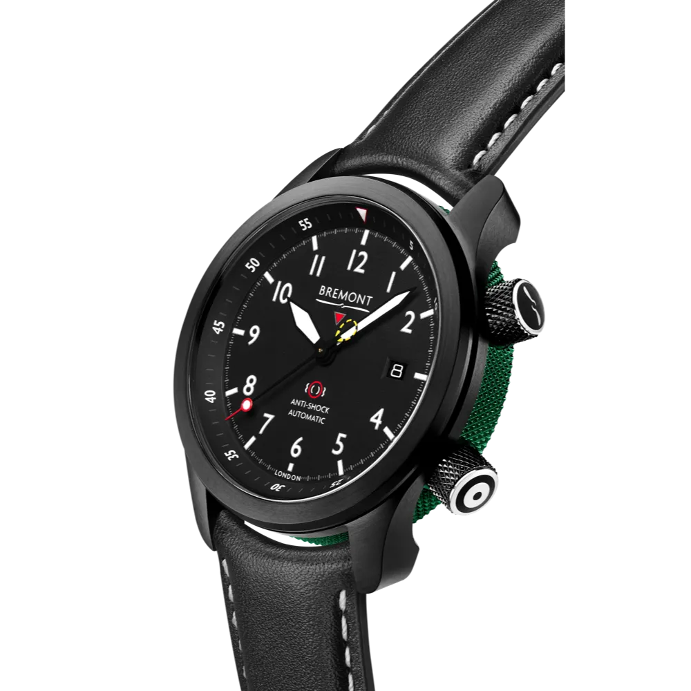 MBII Custom DLC, Black Dial with Green Barrel & Closed Case Back