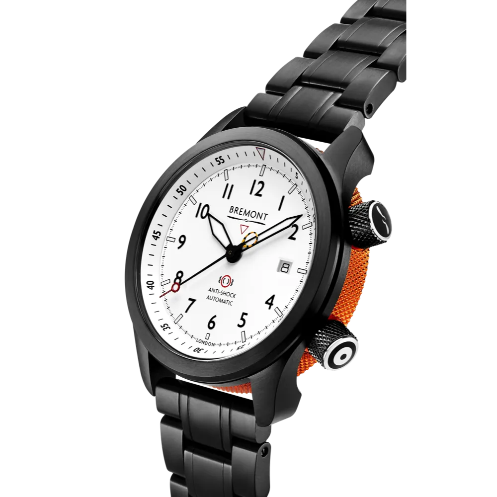 MBII Custom DLC, White Dial with Orange Barrel & Closed Case Back