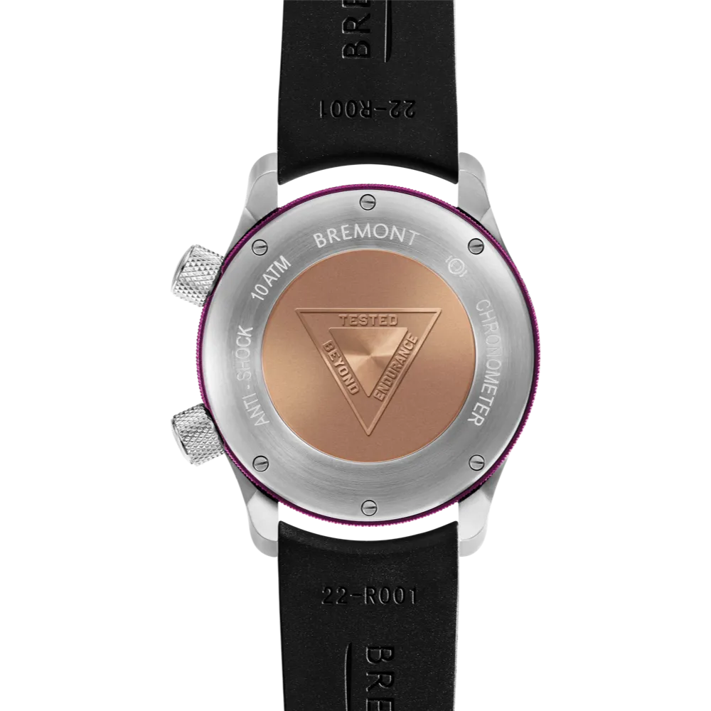 MBII Custom Stainless Steel, Black Dial with Purple Barrel & Closed Case Back