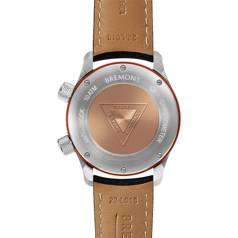 MBII Custom Stainless Steel, White Dial with Orange Barrel & Closed Case Back