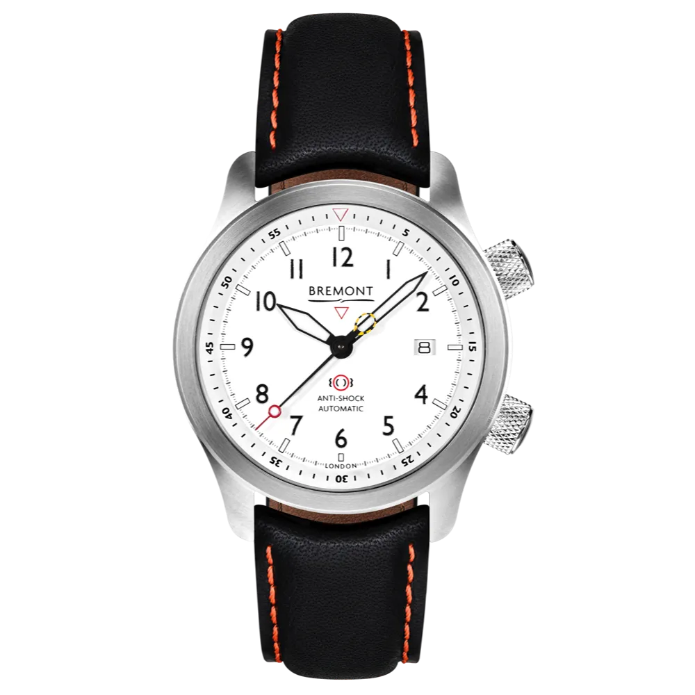 MBII Custom Stainless Steel, White Dial with Orange Barrel & Closed Case Back