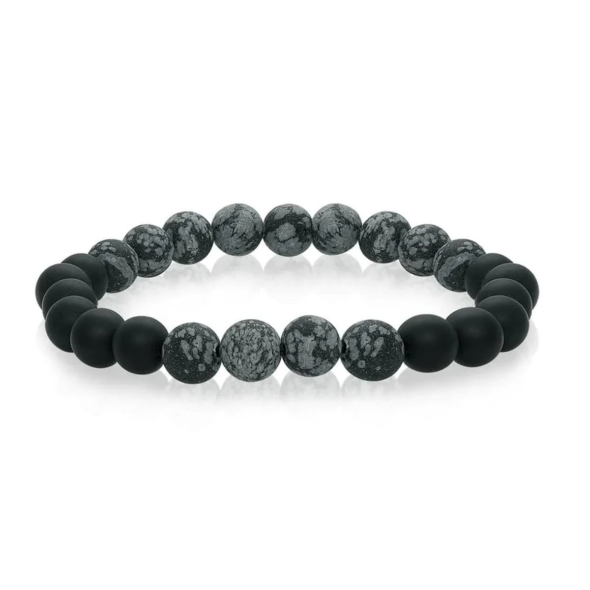 MEN'S FASHION BRACELET WITH MARBLE AND BLACK ONYX GEMSTONE BEADS