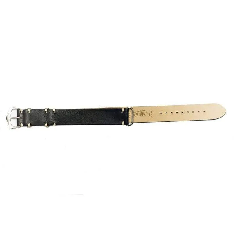 Military Leather  Black Italian Leather Strap