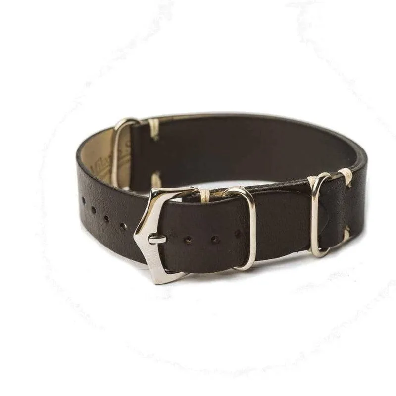 Military Leather  Black Italian Leather Strap