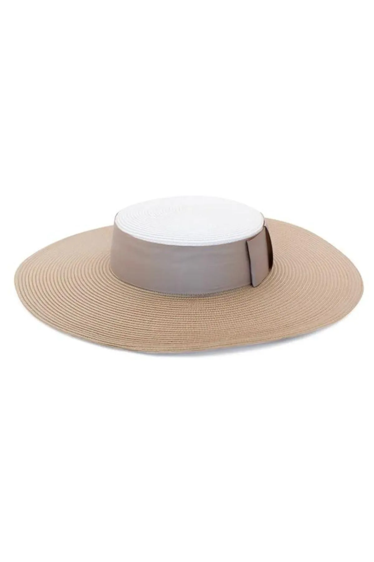 MORGAN & TAYLOR Cleopatra Boater Hat (Nude/ White)